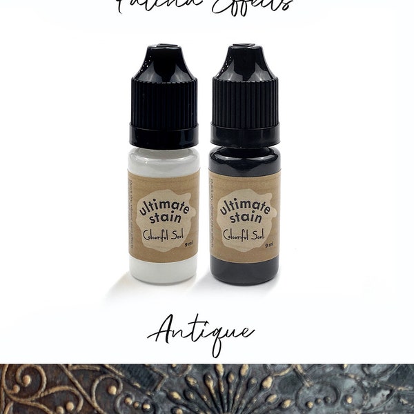 Antiquing Patina Kit - Instant, Non-corrosive, Permanent to Metal, Leather, Wood, Fabric, Water Clean-Up, Low Odor, USA