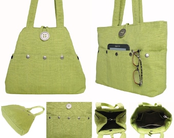 womens handbag, lime green tote bag converts to hobo, shoulder bag, diaper bag, fabric purse, best selling items, ready to ship