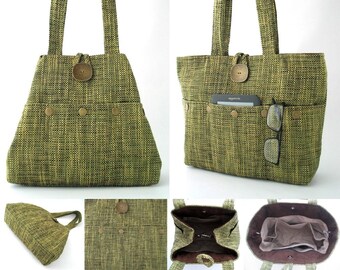 Green handbag, tote bag converts to hobo, shoulder bag, diaper bag, fabric purse, everyday bag, best selling items, ready to ship