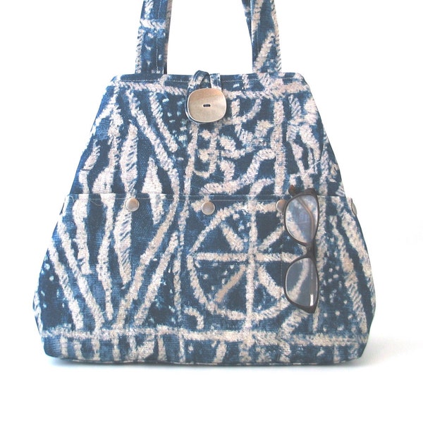 blue handbag, large shoulder bag, blue tote bag converts to hobo bag, unique purse, vegan bag , gift ideas for women, ready to ship