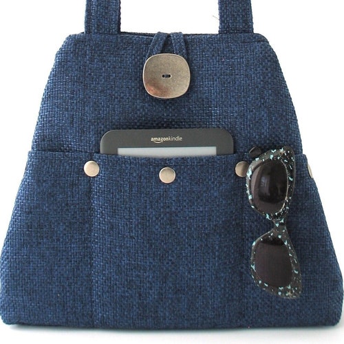 Bags and purses ,fabric purse, dark blue bag, shoulder bag, blue tote bag converts to hobo bag, everyday bag, gift shops for her, ready to ship