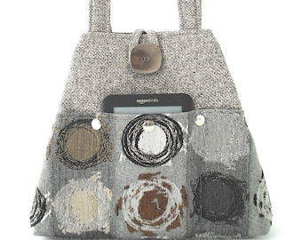 grey bag, fabric shoulder bag, womens handmade handbags, unique handbag, womens purse, vegan tote bag, hobo bag, gift for her, ready to ship