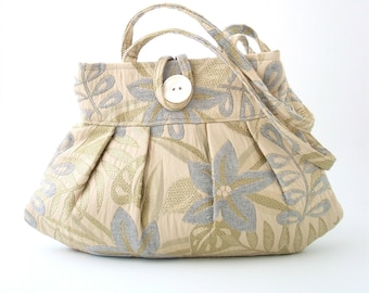 floral purse, small shoulder bag, cotton handbag , small tote bag, tapestry purse, pleated bag, gift for her, ready to ship