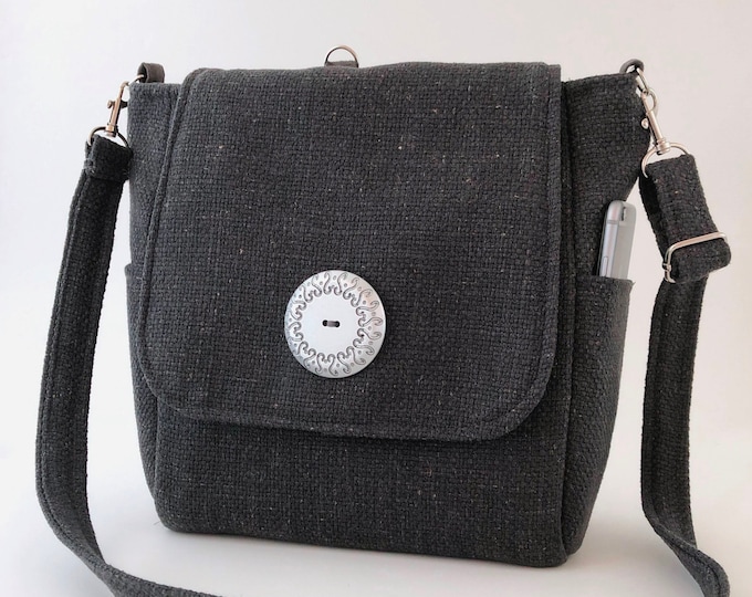 Gray Messenger Bag Converts to Backpack, Grey Crossbody Bag, Grey