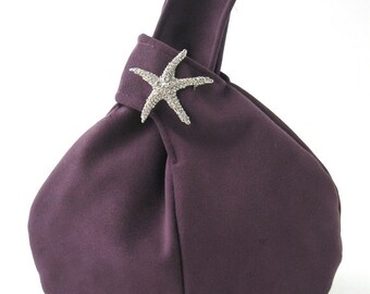 purple knot purse, wristlet bag ,purple handbag, party purse, evening bag, clutch bag, purple bag, bridesmaid purse, vegan bag, gift for her