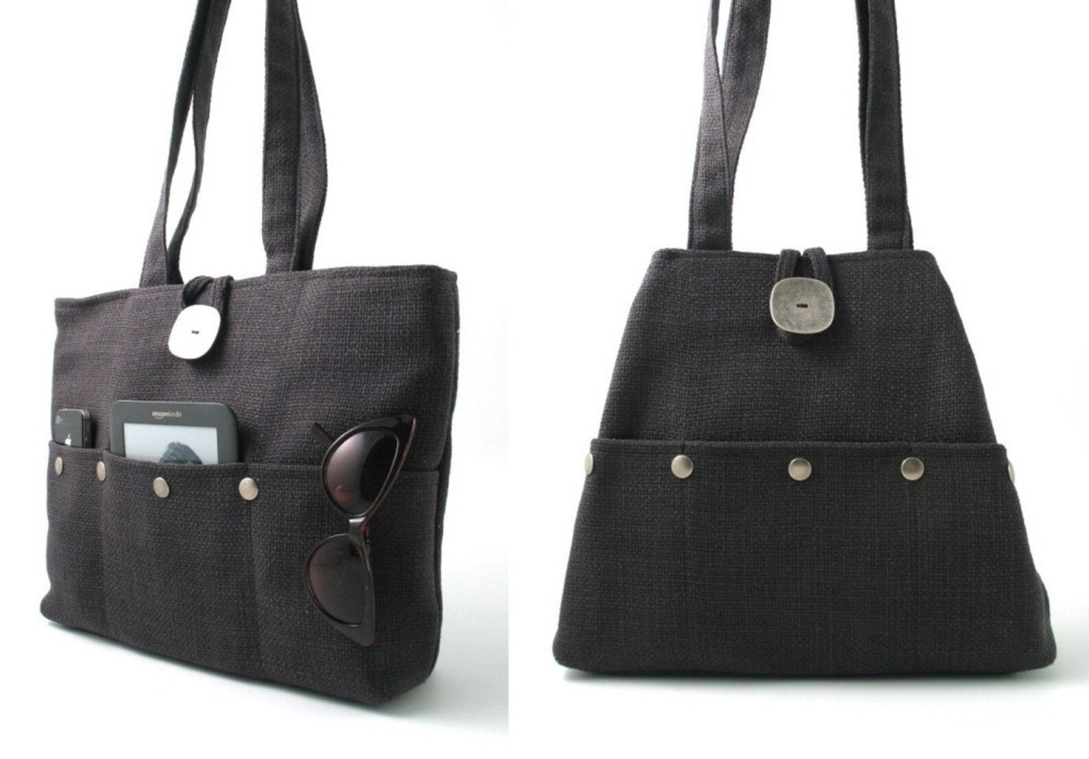 Gray Handbag Fabric Tote Bag Grey Purse Shoulder Bag Etsy