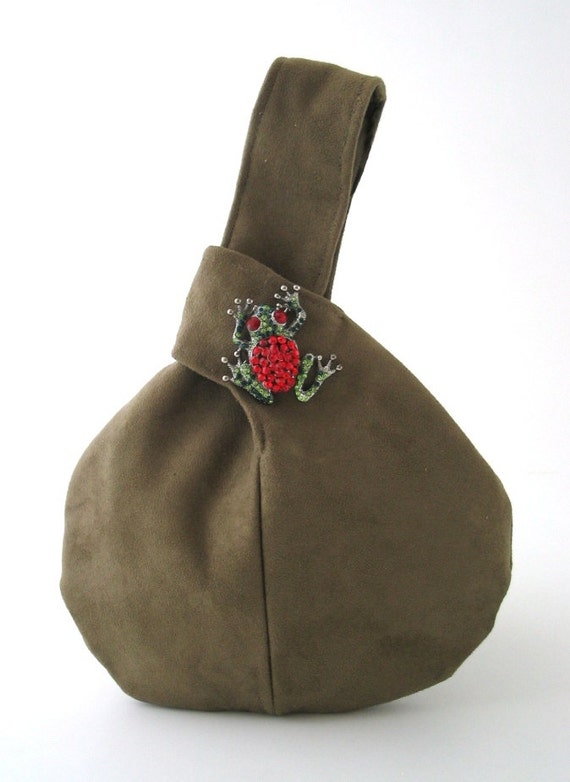 olive green suede clutch bag