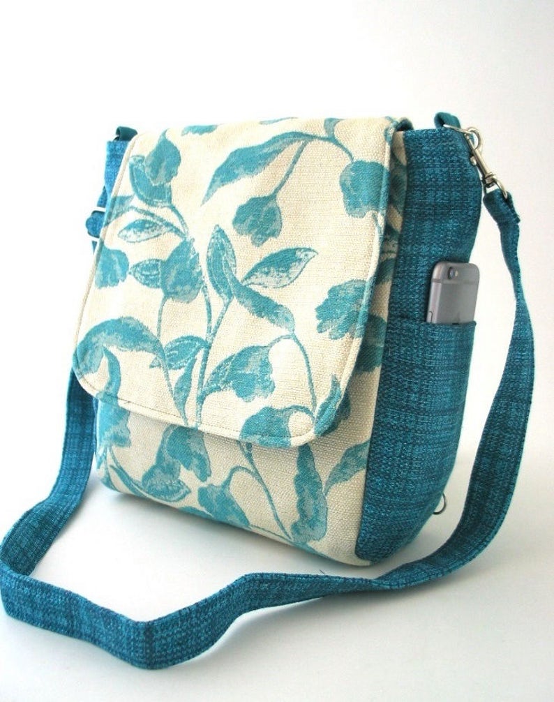 Womens Messenger Bag Fabric Backpack Crossbody Bag Blue Etsy