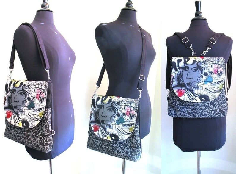 Backpack converts to messenger bag crossbody bag zipper Etsy