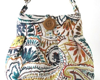 womens shoulder bag- crossbody messenger bag- paisley purse- fabric tote bag- handmade handbag- everyday bag-  cross shoulder bag- vegan bag