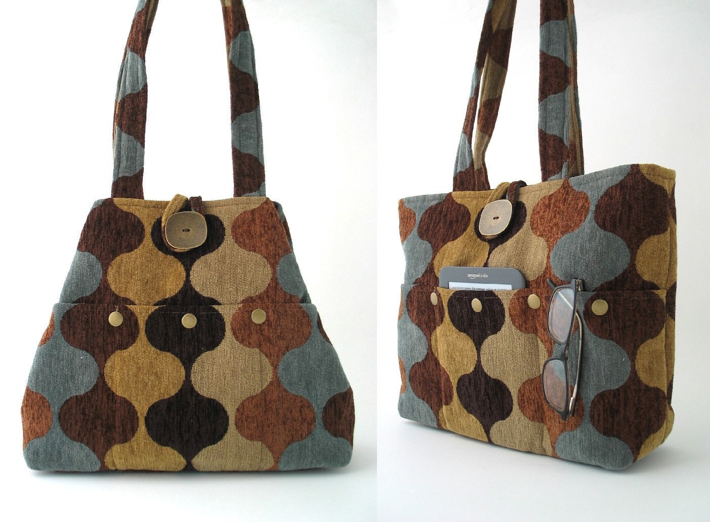 Brown shoulder bag womens handmade handbags fabric handbag | Etsy