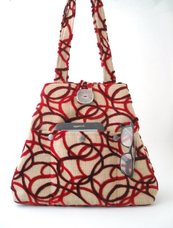 Red handbag large shoulder bag red tote bag converts to hobo | Etsy