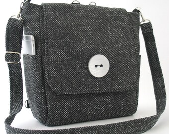 convertible bag, crossbody handbag, black bag, womens backpack purse converts to messenger bag, gothic bag, sling bag, zipper bag, fits Ipad