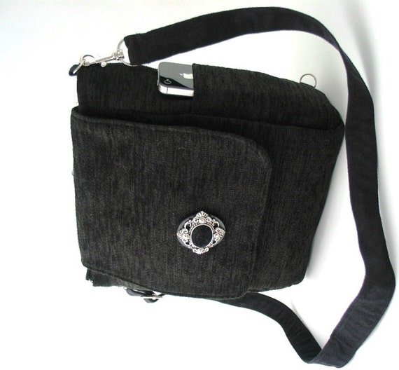 Black crossbody bag converts to backpack fabric handbag Etsy