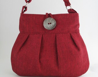Red handbag, crossbody bag, red tote bag converts to messenger bag ,fabric purse, everyday bag, gift ideas for women