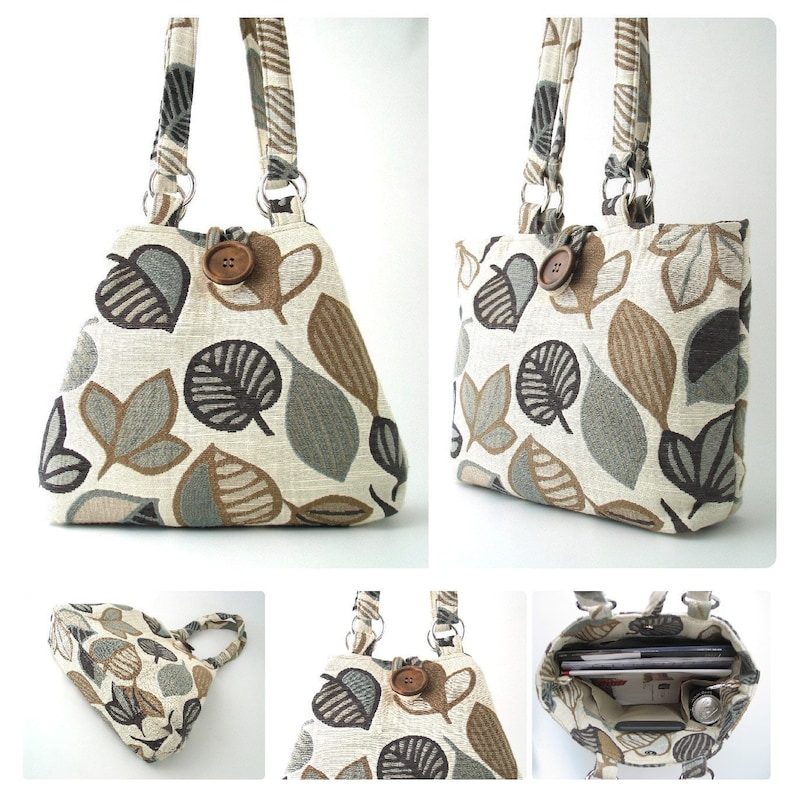 Fabric handbag, teacher tote bag converts to hobo bag, vegan shoulder bag, tapestry bag, gift for her, book bags for women, ready shops to ship