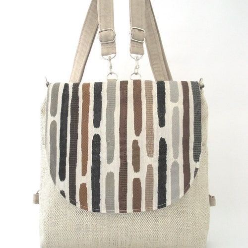Backpack purse, messenger crossbody bag ,convertible bag, fabric purse, shoulder handbag, zipper shops bag, fit ipad, tapestry bag