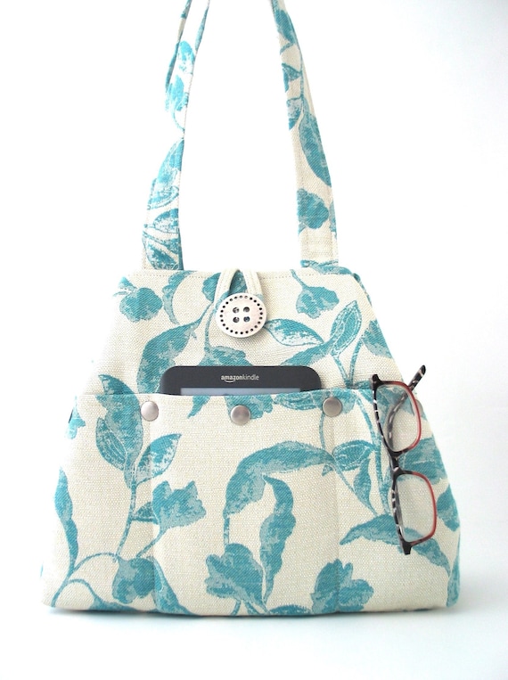 Fabric Shoulder Bag Tote Purse Unique Bag turquoise Tote | Etsy