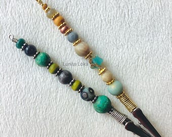Agate wand, multi use clip, card holder, alligator clip wand, bracelet helper, nail saver, spiritual gift, gift for her, gadgets for him