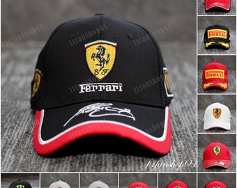 Baseballmütze, bestickte Ferrari-Baseballmütze, Auto-Rennmütze im F1-Stil, Unisex-Trucker-Mütze, Geschenk für Rennsportfans, Geburtstagsgeschenk, Geschenk für Papa