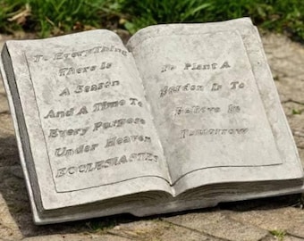 Figurine de livre en béton de 6 po. | Décoration de livre | Statue de saison dans la cour | Figurine de livre | Idée cadeau | Décorations de jardin | Sculpture d'extérieur