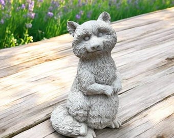 Raccoon figure | Concrete animal statue 16" | Yard raccoon sculpture | Wildlife decor | Forest animal  Garden Decoration | Outdoor Sculpture