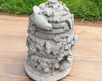 Сoncrete beehive sculpture | Two birds on beehive | Massive beehive figure 14" |  Garden Decorations | Outdoor Sculpture