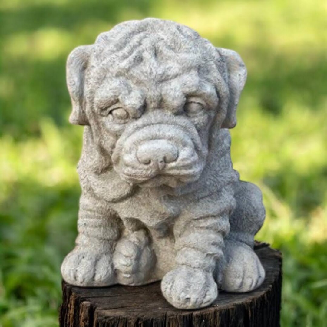Vintage Rottweiler Rottweiler Puppy Figure | Stone Dog Statue 7