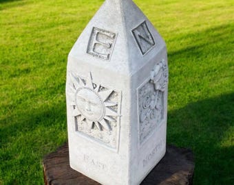 Letrero direccional de piedra / Estatua de 45 cm para jardín / Decoración de hormigón / Piedra direccional para césped / Decoración de jardín / Escultura para exteriores