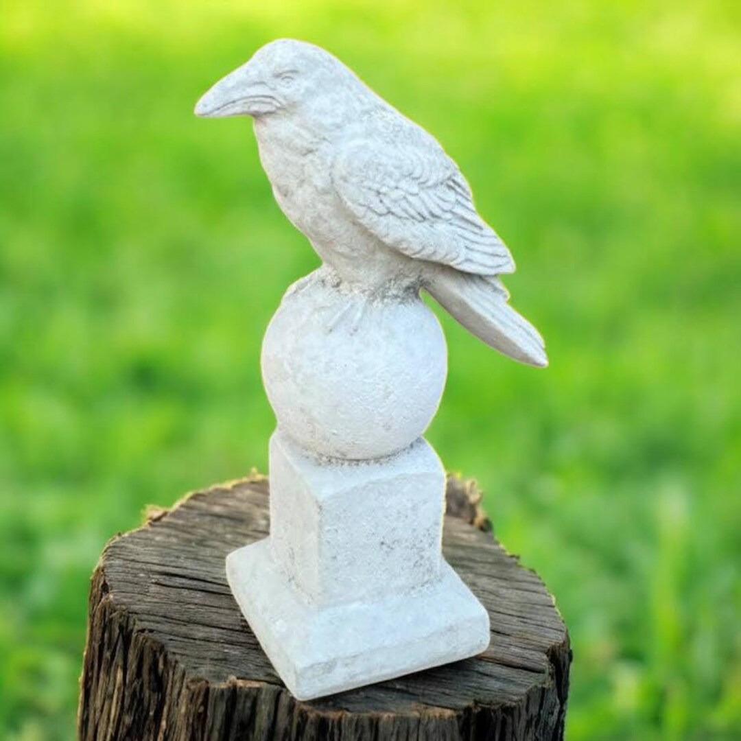 Plastic Raven Stone Raven Statue | Outdoor Bird Figure 13