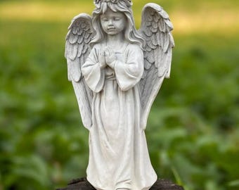 Angel girl figure | Cherub yard idea 36" | Concrete religious art | Stone angel statue | Lawn cherub | Garden Decoration | Outdoor Sculpture