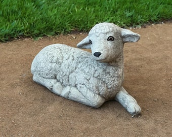 Cement Lamb Farm Statue 6" | Garden Decorations | Outdoor Sculpture