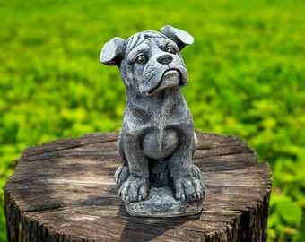 Sitting boxer dog | Painted boxer puppy 8" | Dog figure | Pet home decor | Boxer memorial | Garden Decorations | Outdoor Sculpture