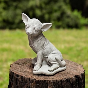 Chihuahua dog figure | Concrete chihuahua statue 12&quot; | Dog loss gift | Chihuahua memorial | Dog art | Garden Decorations | Outdoor Sculpture