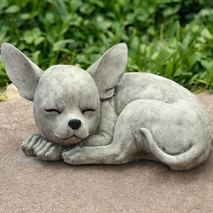 Concrete Chihuahua Figure Dog Memorial 6&quot; | Garden Decorations | Outdoor Sculpture