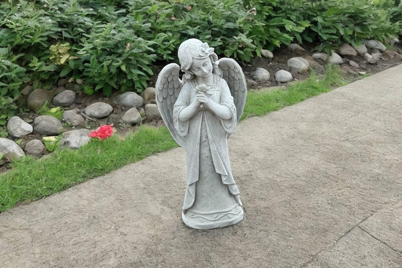 Angel Girl Concrete Statue | Stone Memorial 17" | Garden Decorations ...