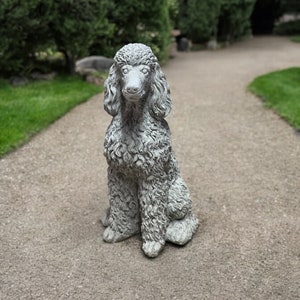 Concrete Poodle Dog Memorial Figure 11" | Garden Decorations | Outdoor Sculpture