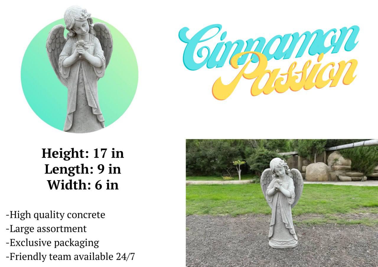 Angel Girl Concrete Statue | Stone Memorial 17" | Garden Decorations ...
