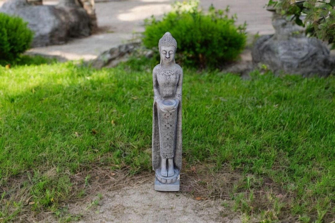 Standing Buddha Concrete Statue | Solid Zen Buddha Figure 27" | Garden ...