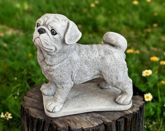 Realistic pug dog | Concrete pug figurine 10" | Pet memorial decor | Pug lover gift | Pet art | Garden Decorations | Outdoor Sculpture