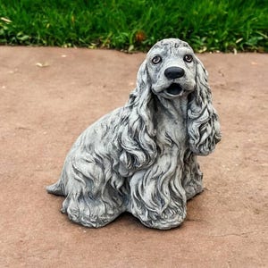 Cocker Spaniel Memorial Statue | Spaniel Dog Yard Figurine 12&quot; | Garden Decorations | Outdoor Sculpture