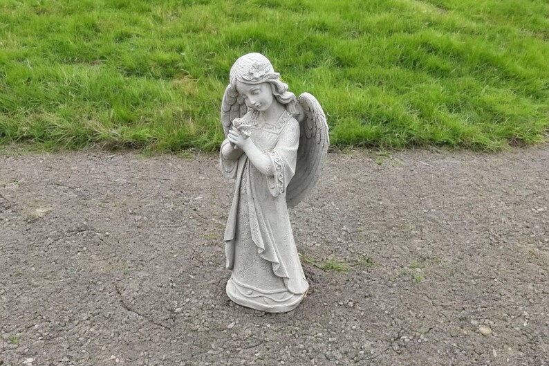 Angel Girl Concrete Statue | Stone Memorial 17" | Garden Decorations ...