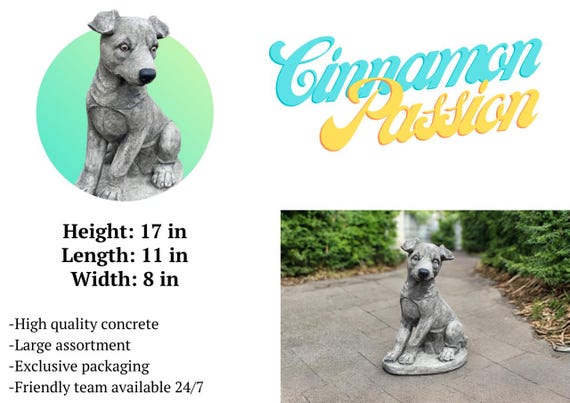 Massive Jack Russell Terrier Figure | Concrete Dog Memorial Statue
