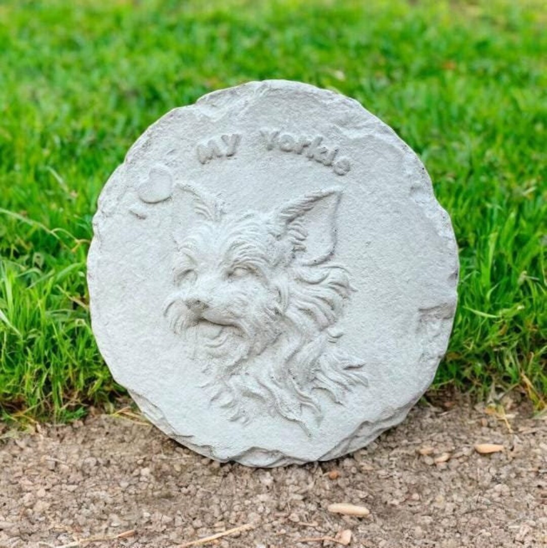 Painted Rocks Yorkie Yorkie Dog Decor | Concrete Dog Memorial Rock | Yorkshire Terrier Lover ...
