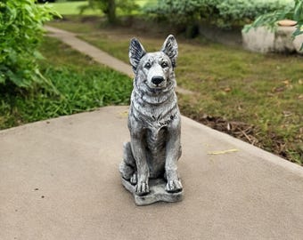 Sitting German Shepherd Memorial Statue | Pet Loss Gift 14" | Garden Decorations | Outdoor Sculpture