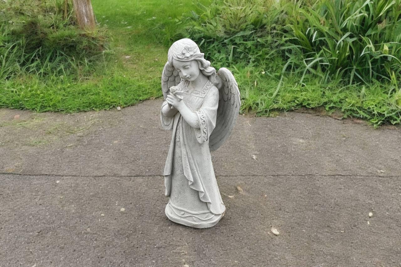 Angel Girl Concrete Statue | Stone Memorial 17" | Garden Decorations ...