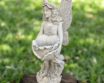 Yard fairy figure | Concrete pixie 31" | Lawn fairy statue | Fantasy stone ornament | Fairy idea | Garden Decorations | Outdoor Sculpture