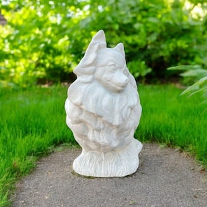 Stone Dog Pomeranian Statue | Yard Pet Memorial Cement Figure 10" | Garden Decorations | Outdoor Sculpture image 7
