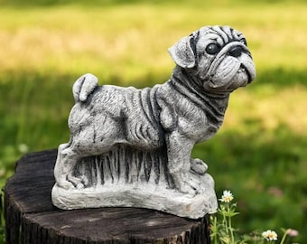 Standing pug dog | Concrete dog figurine 6" | Pet lover gift | Pug dog breed | Stone pug statue | Garden Decorations | Outdoor Sculpture