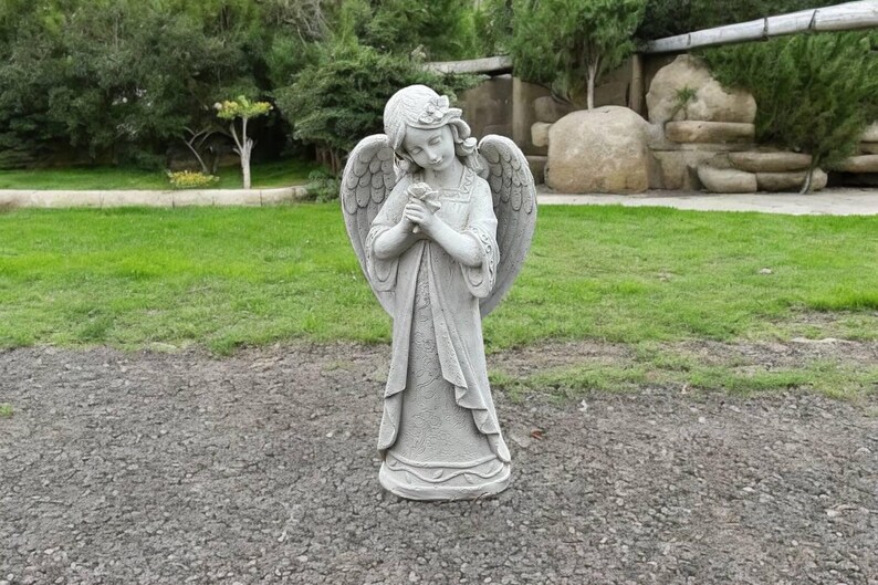 Angel Girl Concrete Statue | Stone Memorial 17" | Garden Decorations ...